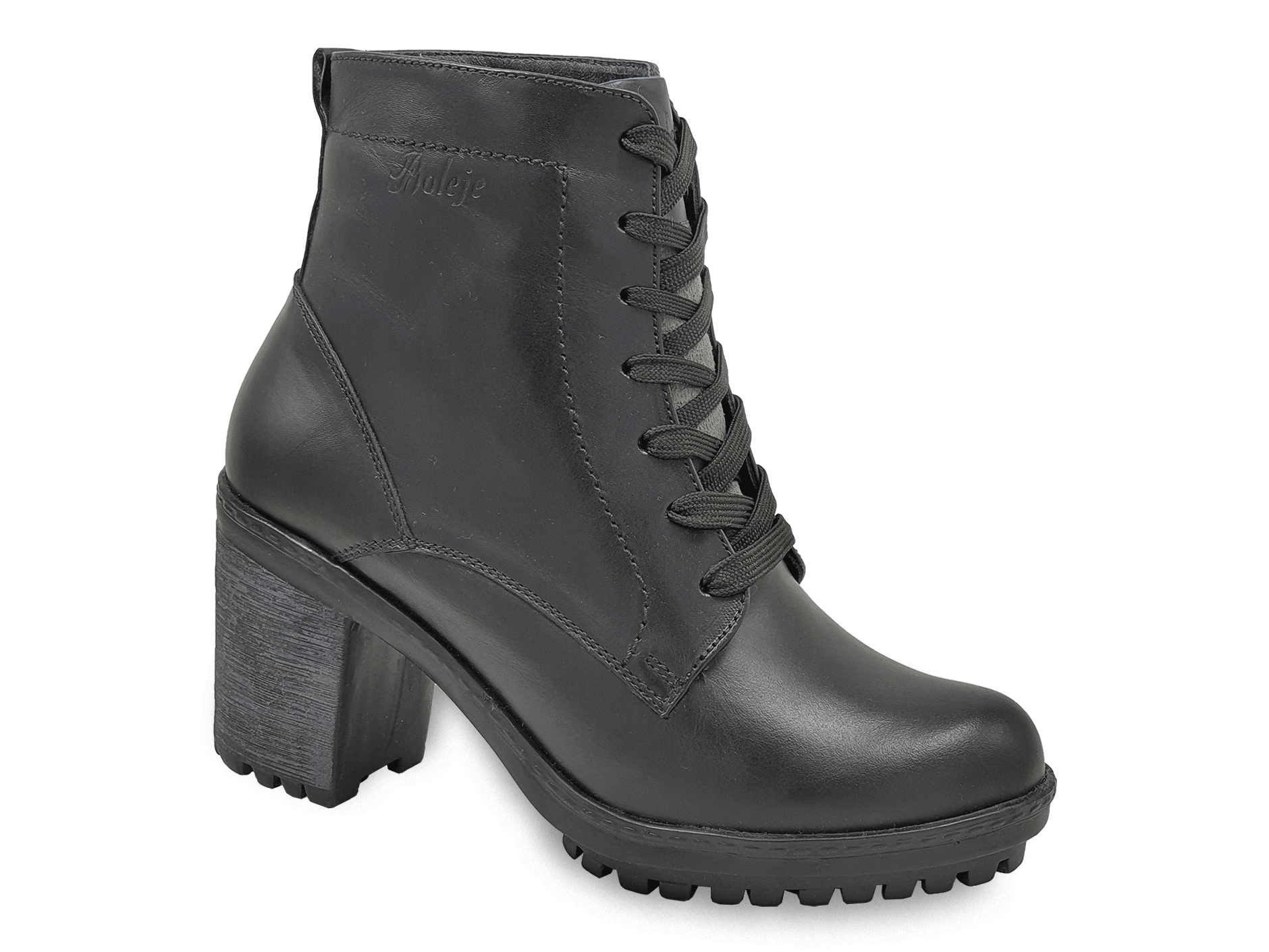 Botin color negro cuero guante taco 7 para dama, Mod - 110 D