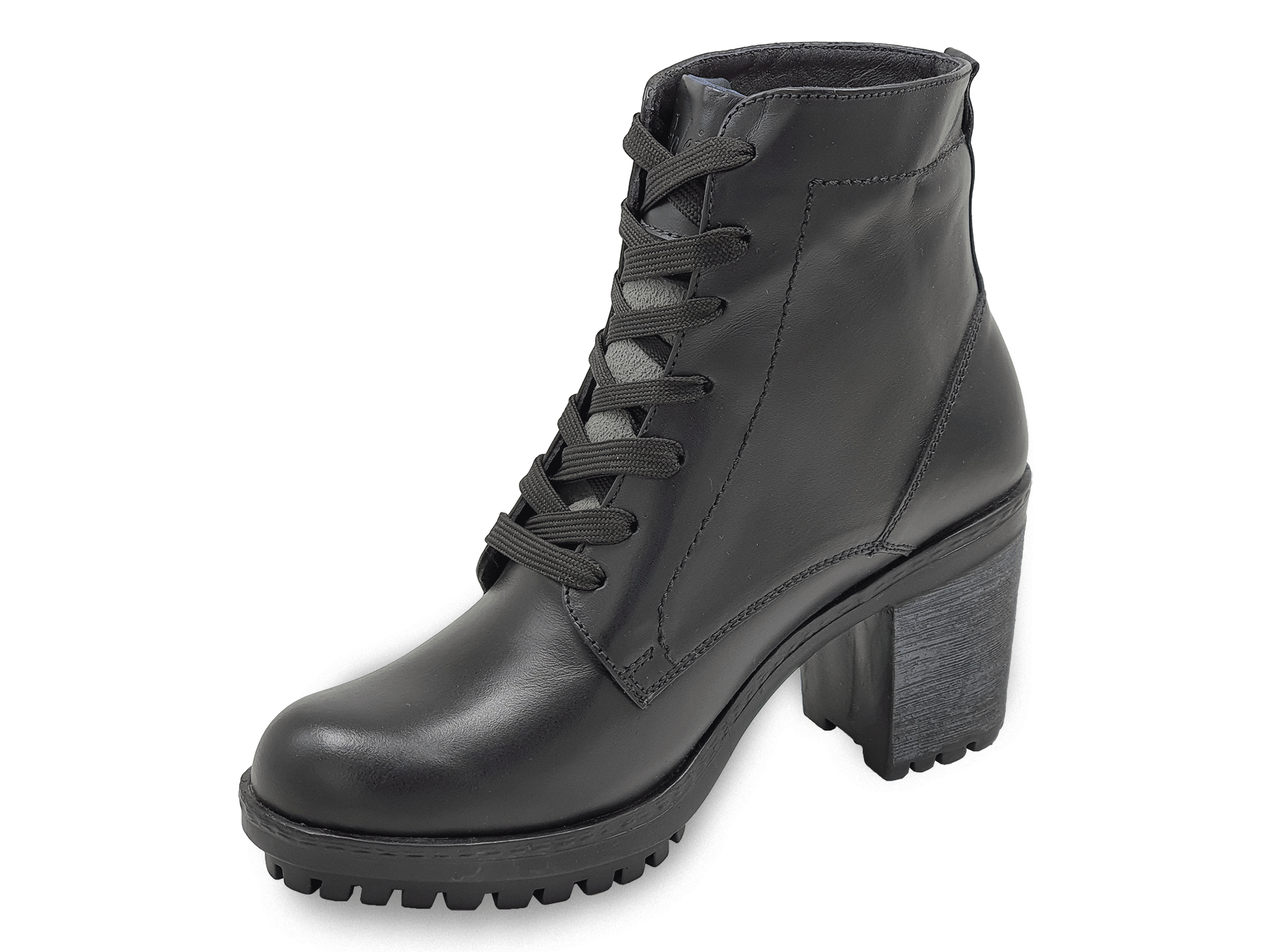 Botin color negro cuero guante taco 7 para dama, Mod - 110 D