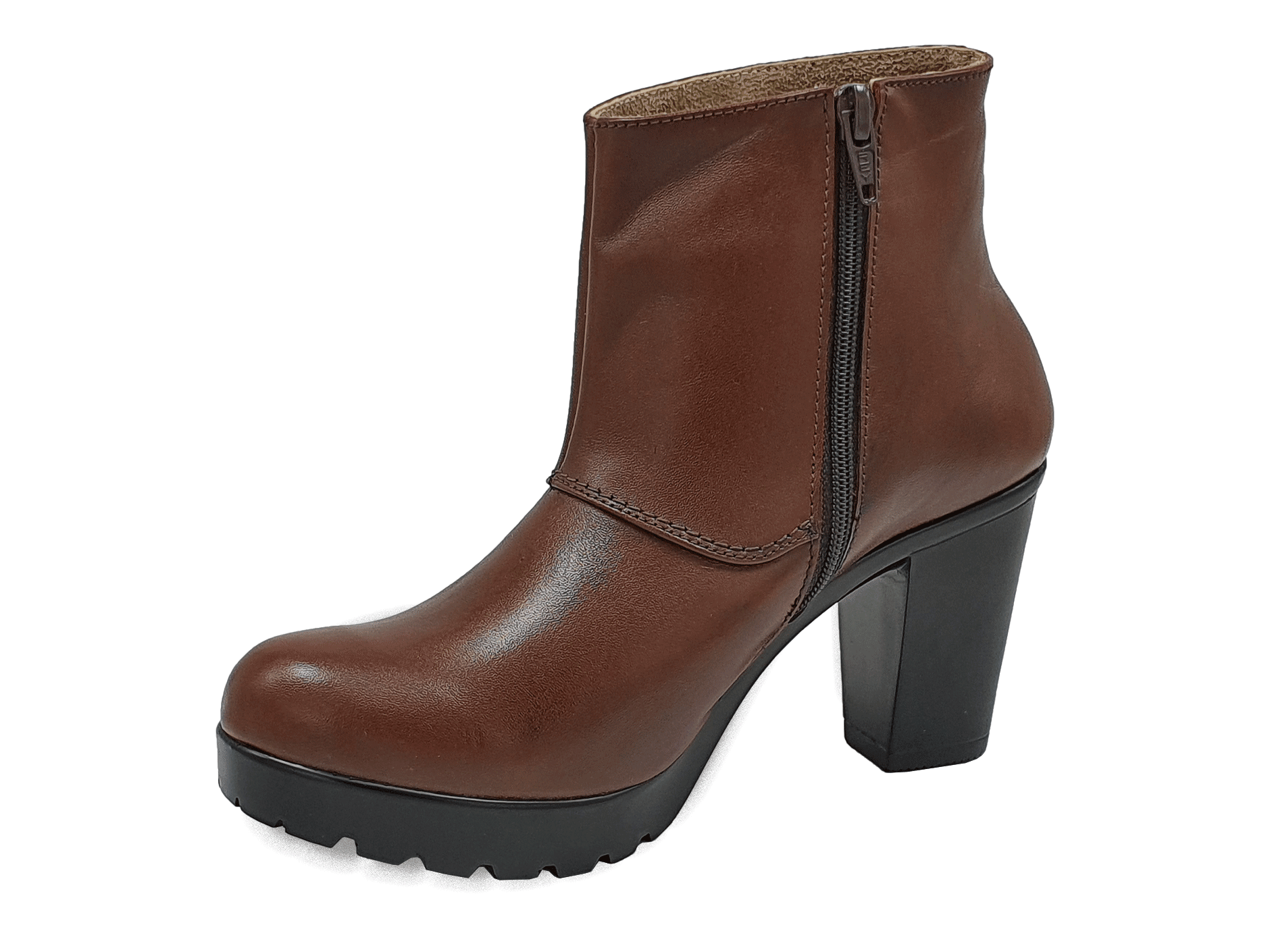 Botin color marron cuero guante taco 7 para dama Mod 136 D
