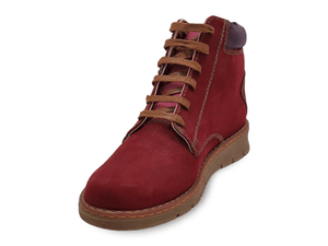 Botin color vino cuero nobuck para dama, Mod - 153 D