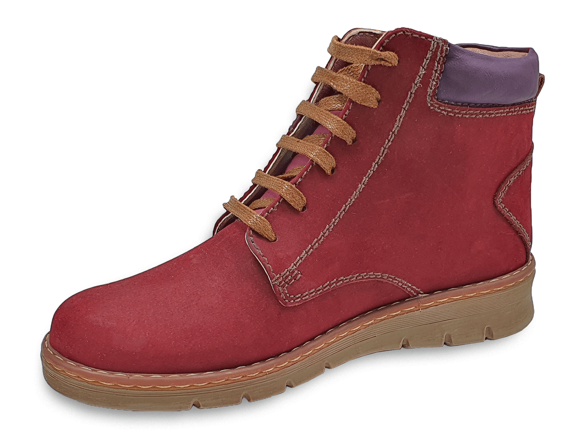 Botin color vino cuero nobuck para dama, Mod - 153 D