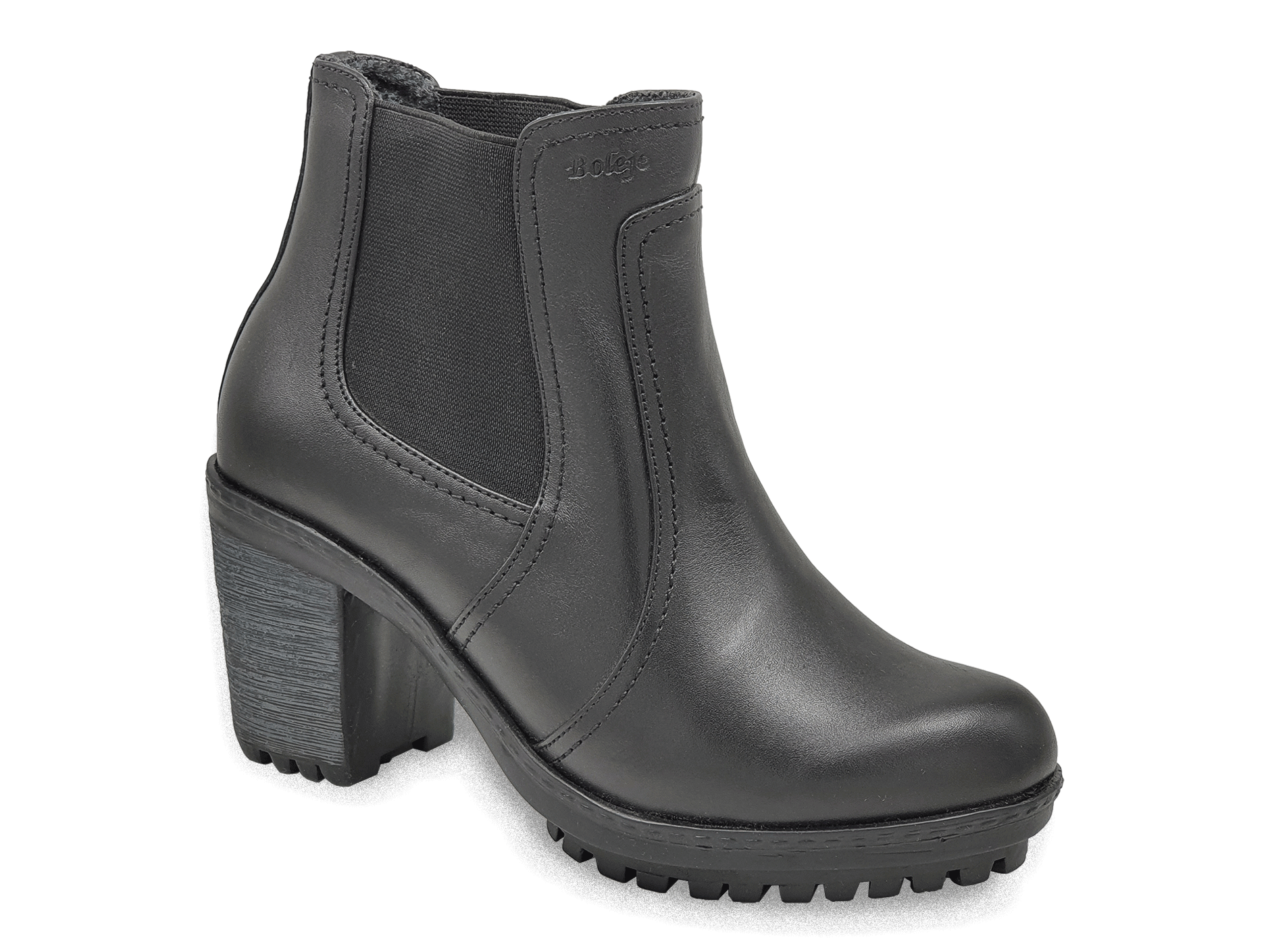 Botin color negro cuero guante taco 7 para dama, Mod - 35 D