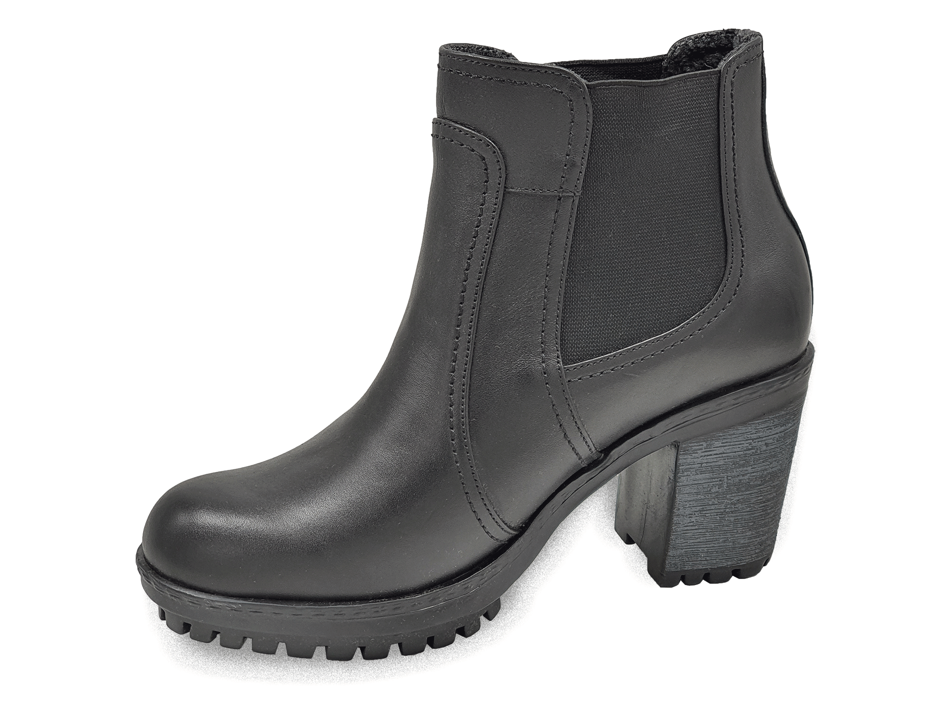 Botin color negro cuero guante taco 7 para dama, Mod - 35 D