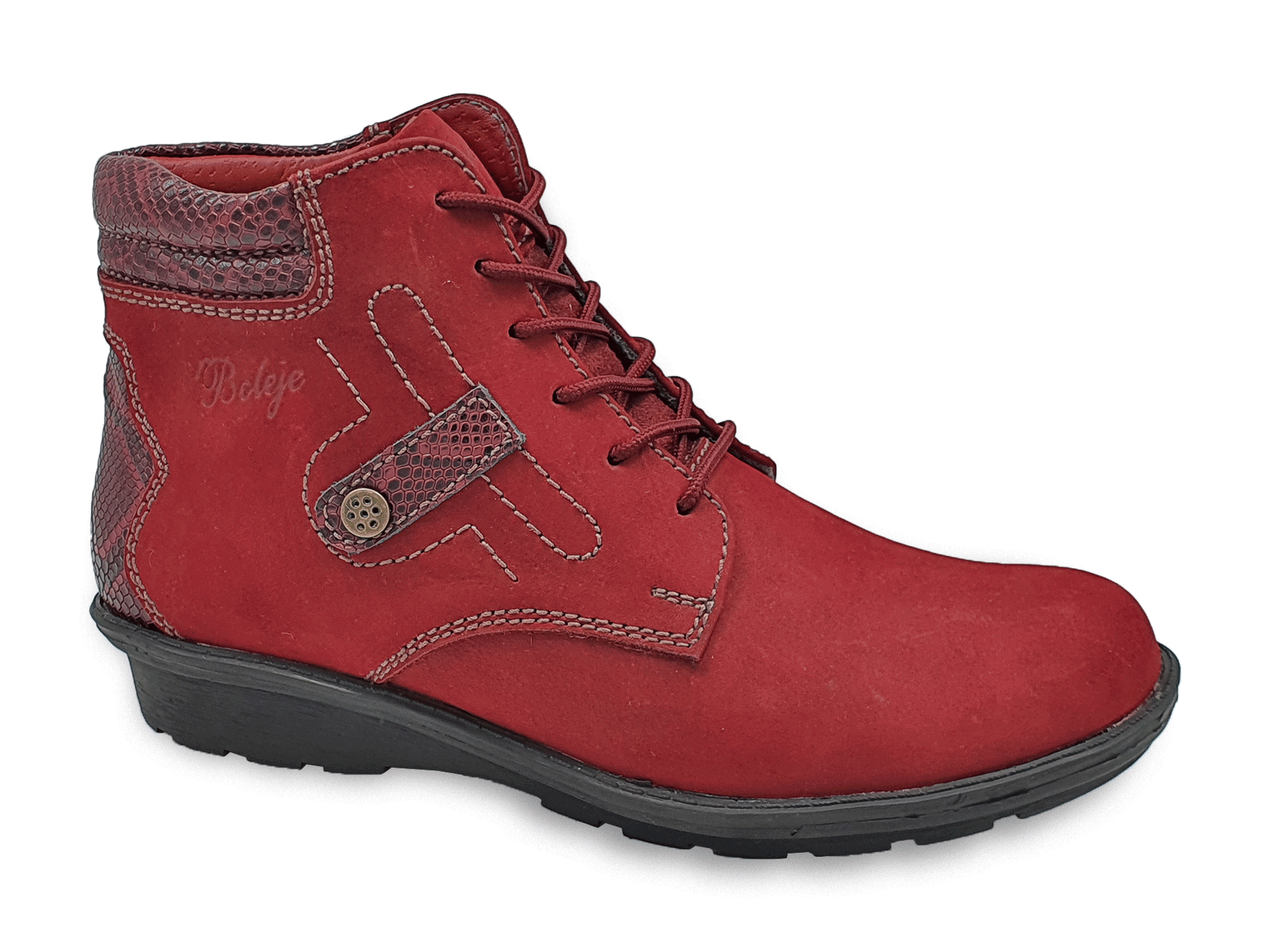 Botin color vino cuero nobuck para dama, Mod - 56 D